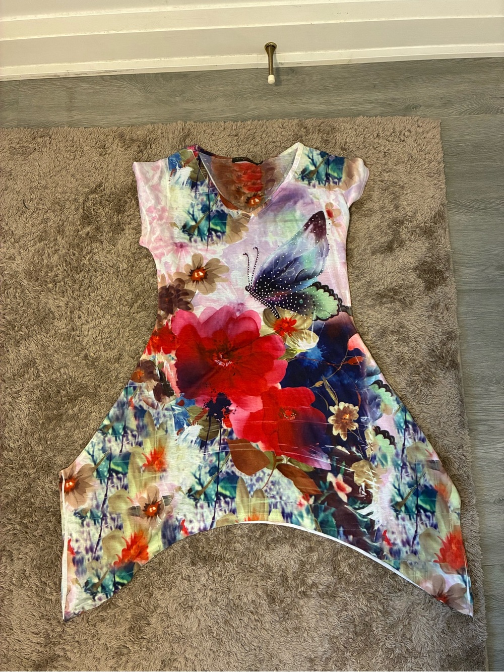 Temptations Red Floral Print Tunic Top